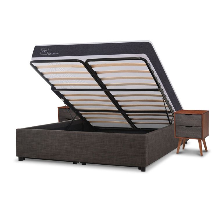 CIC Cama Spacama Europea Box Ortopedic 2 Plazas Niger + 2 Veladores