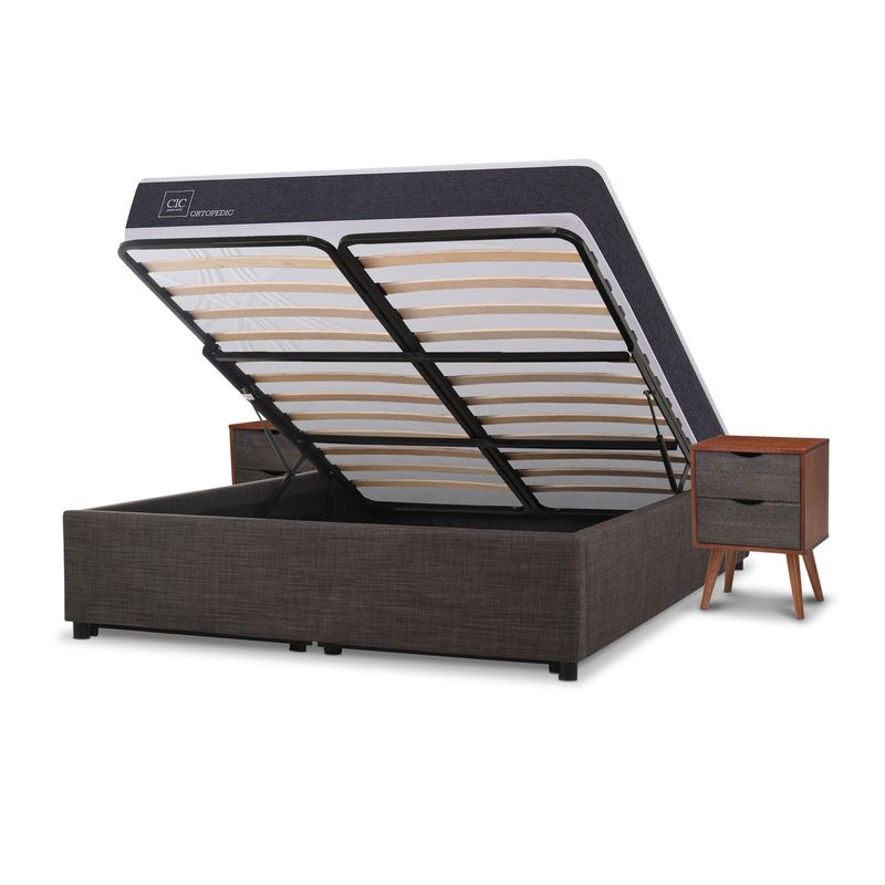 CIC - Cama Spacama Europea Box Ortopedic 2 Plazas Niger + 2 Veladores Cic