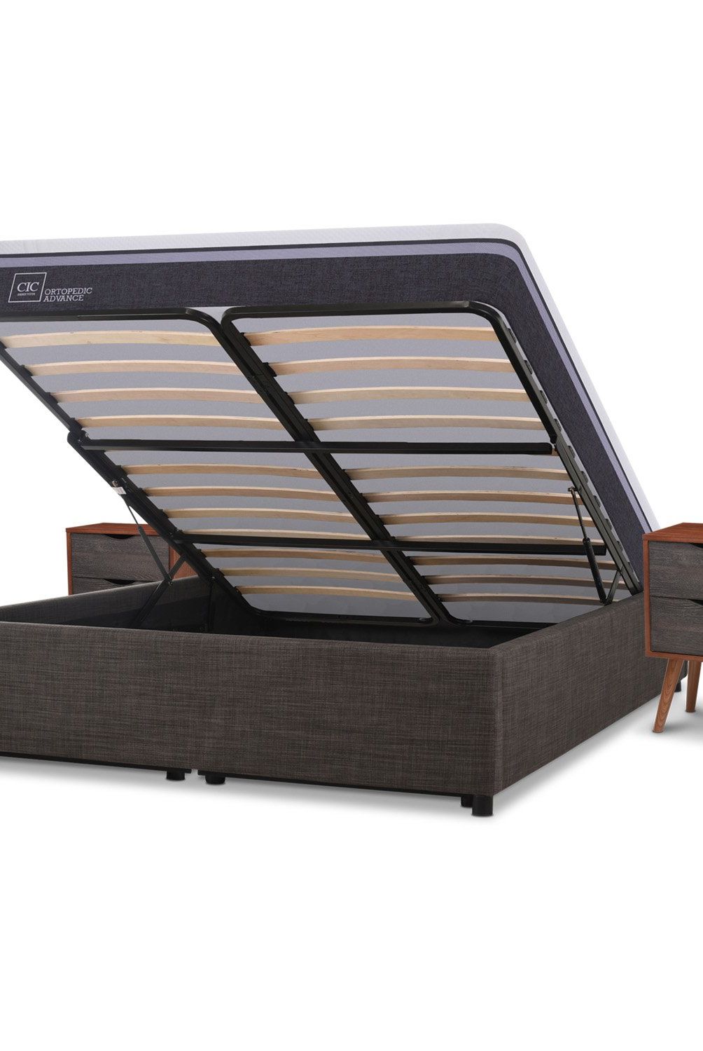 CIC - Cama Funcional Space Box Ortopedic Advance 2 Plazas Niger + 2 Veladores Cic
