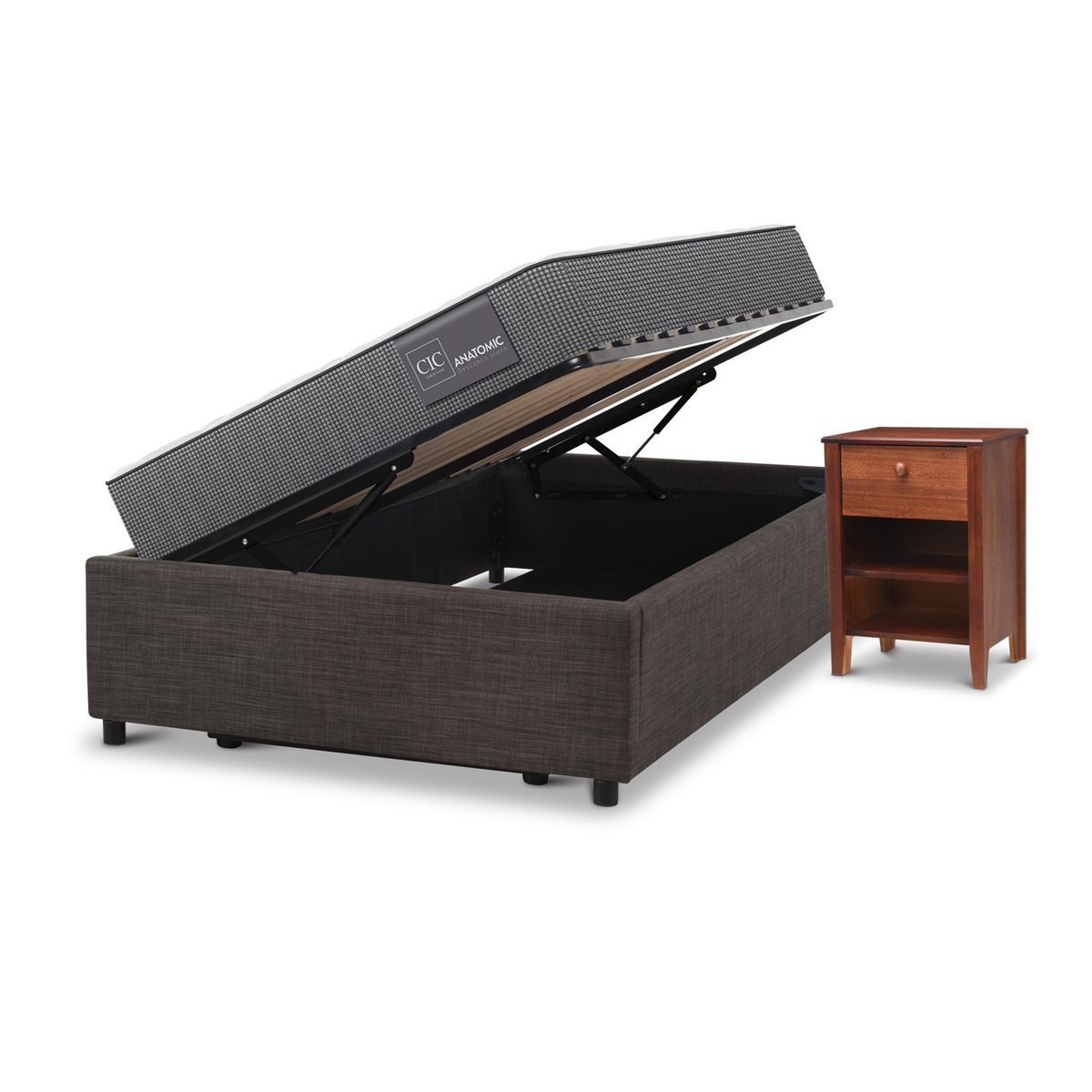 CIC - Cama Baúl Anatomic 1.5 Plazas X 2.12 Mt + 1 Velador Cic