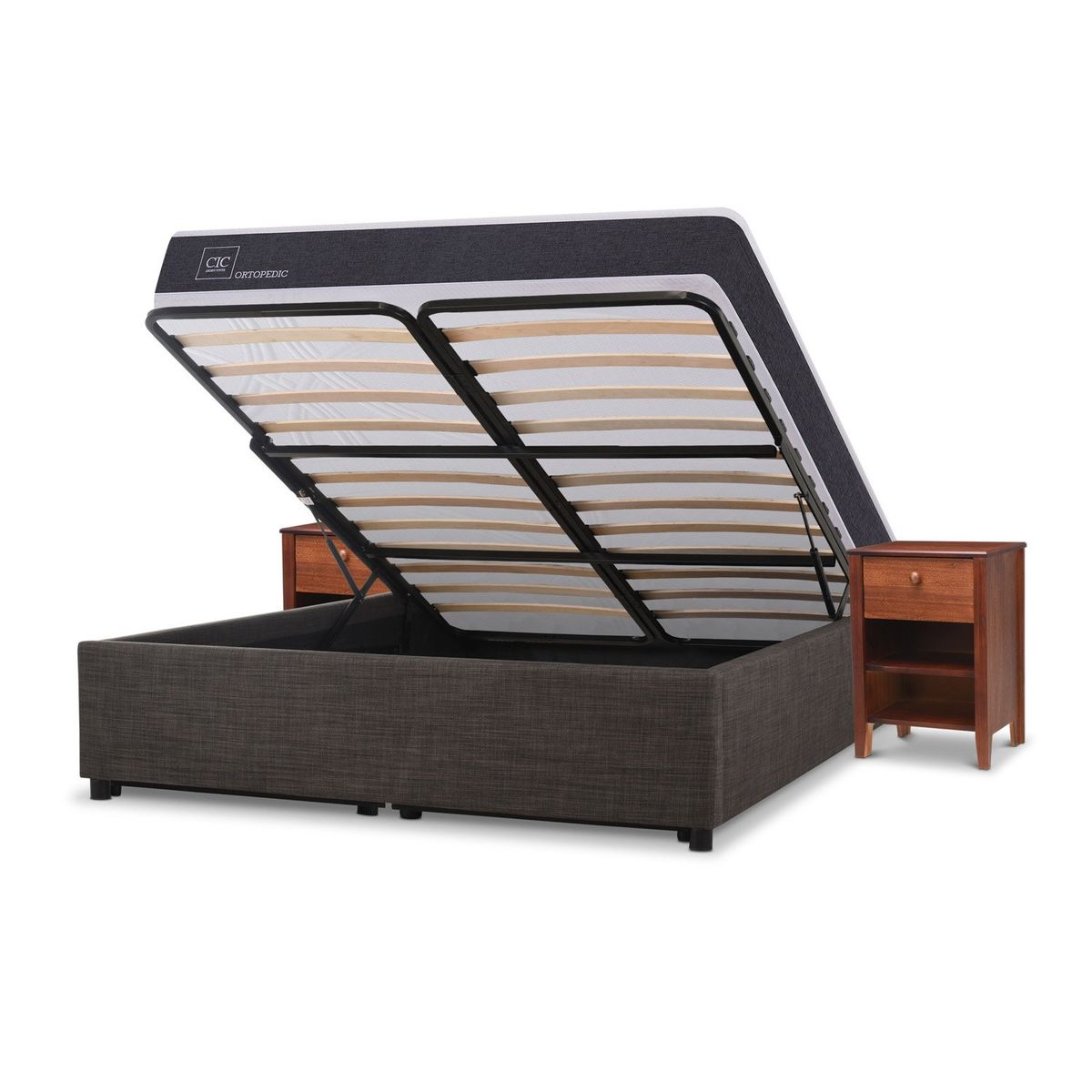 CIC - Cama SpaCama Europea Box Ortopedic 2 Plazas + Velador New Torino Cic