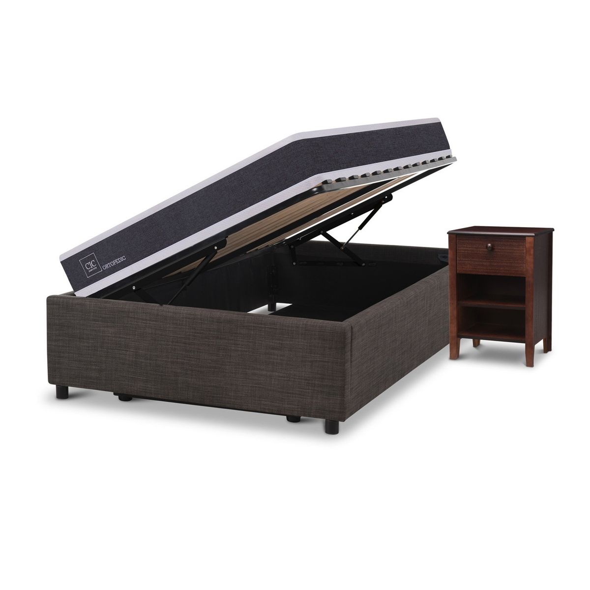 CIC - Cama Spacama Europea Box Ortopedic 1.5 Plazas Tor + Velador Cic