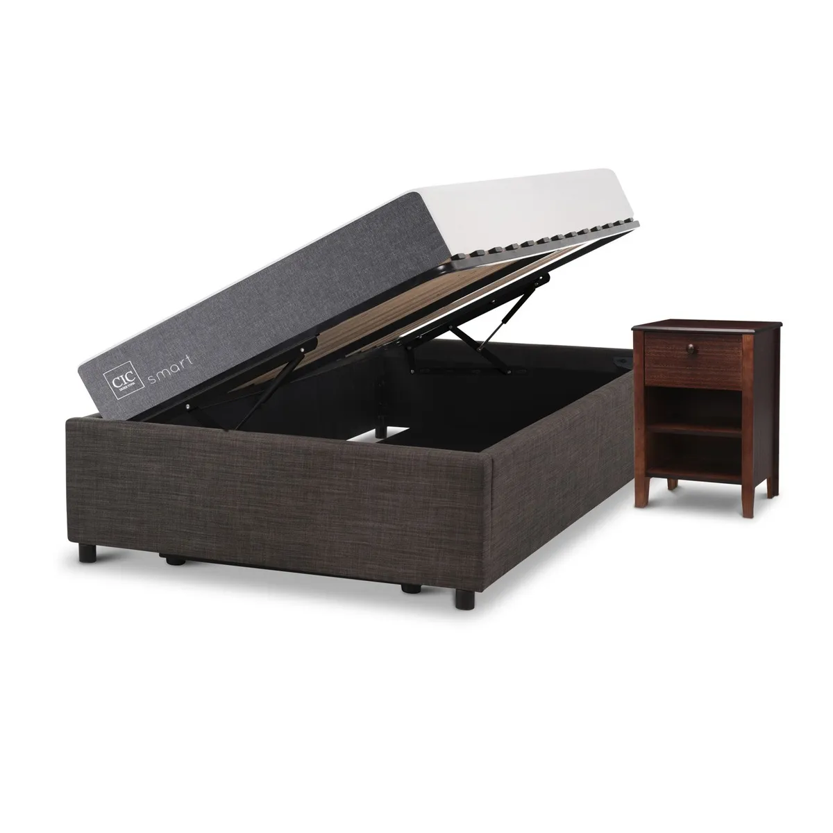 CIC - Cama Spacama Europea Box Smart 1.5 Plazas Tor + Velador Cic