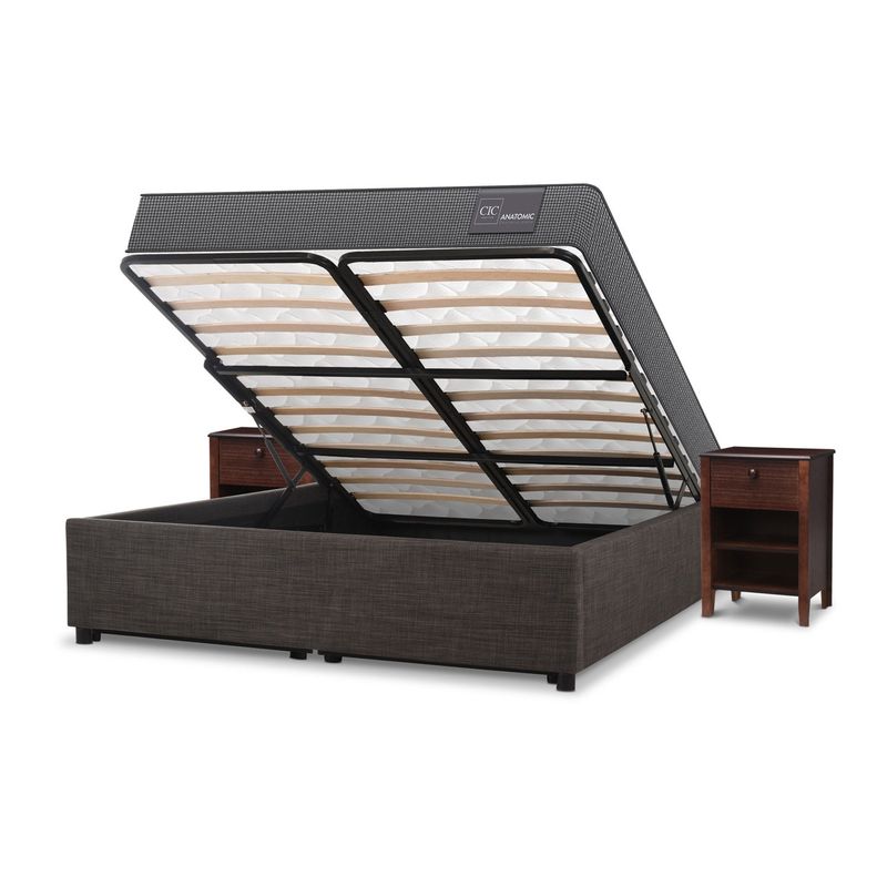 CIC - Cama Spacama Europea Box Anatomic 2 Plazas New Tor + 2 Veladores