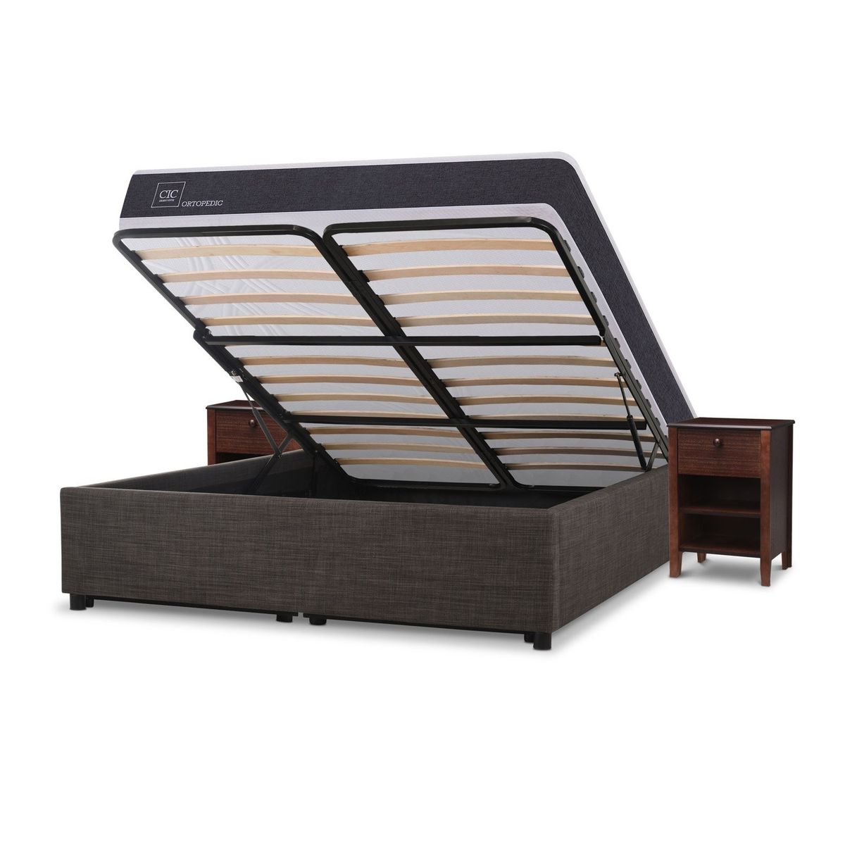 CIC - Cama Spacama Europea Box Ortopedic 2 Plazas Tor + 2 Veladores Cic