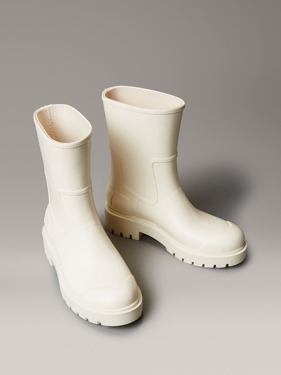Botas Medianas Impermeables de Caucho Crema