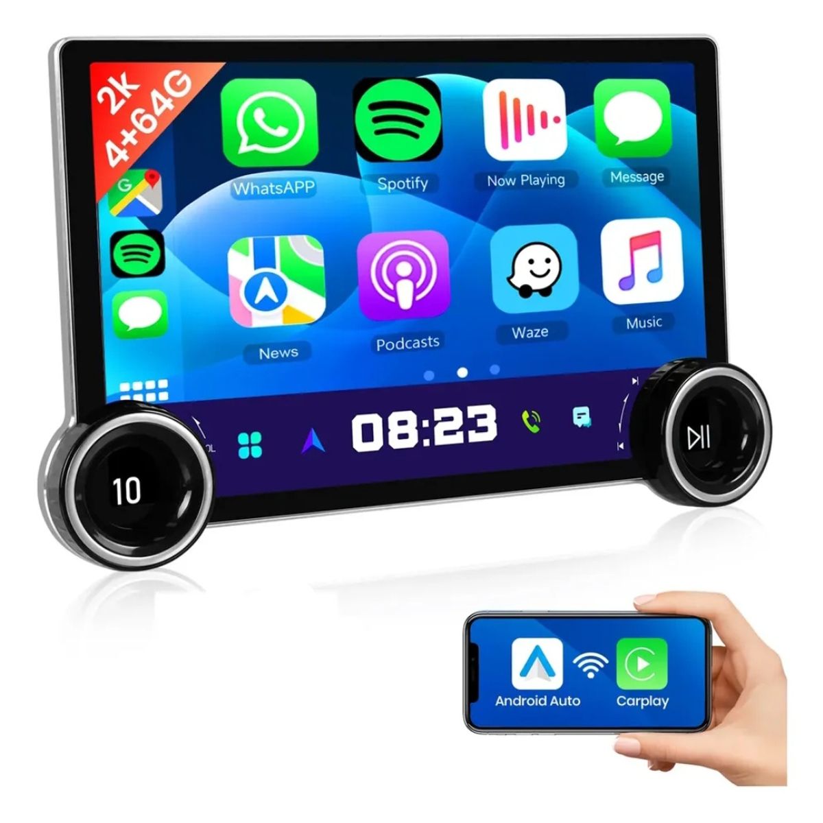 DIAMOND - Radio Android 10.1 pulgadas para auto con Carplay y Android auto.