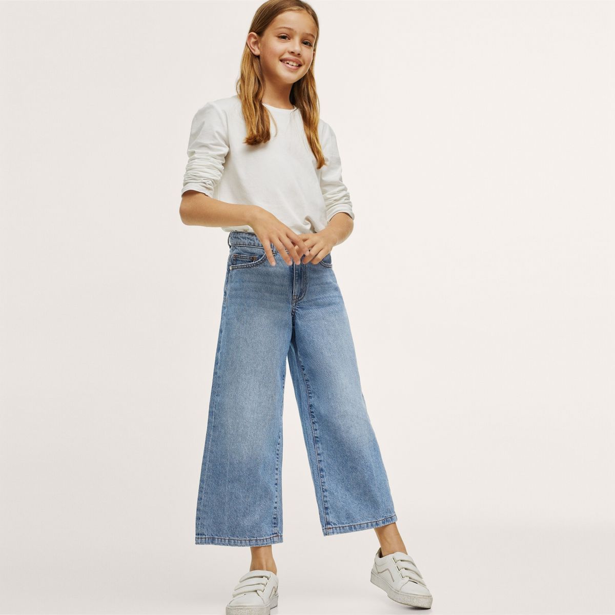 MANGO KIDS - Jeans Culotte Tiro Medio Niña