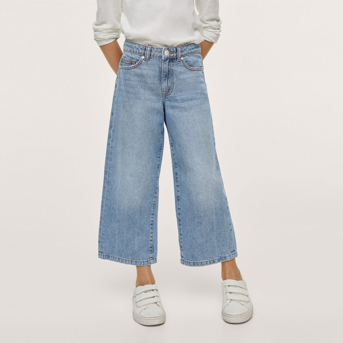 MANGO KIDS - Jeans Culotte Tiro Medio Niña