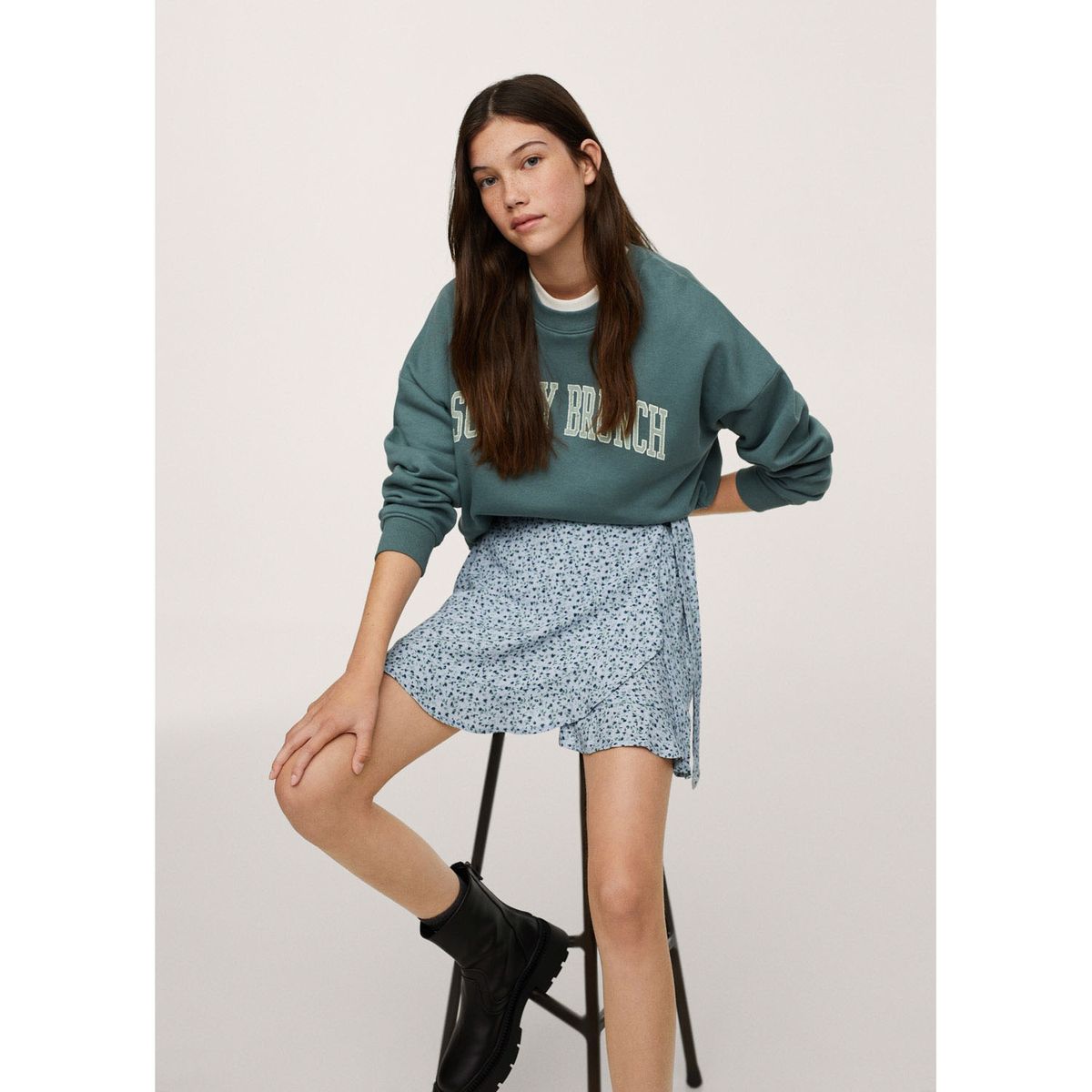 MANGO TEEN - Falda Pantalón Estampado Flores Niña