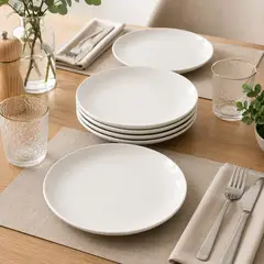DORAL - SET 6 PLATOS BASE PORCELANA 26.5 CM BLANCO