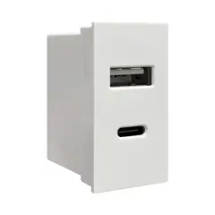 CROMPTON - Módulo Usb A+C 2,1A 5V Blanco Cowork
