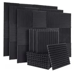 GENERICO - Pack 12 Espuma Acustica Aislante Alta Calidad Negro