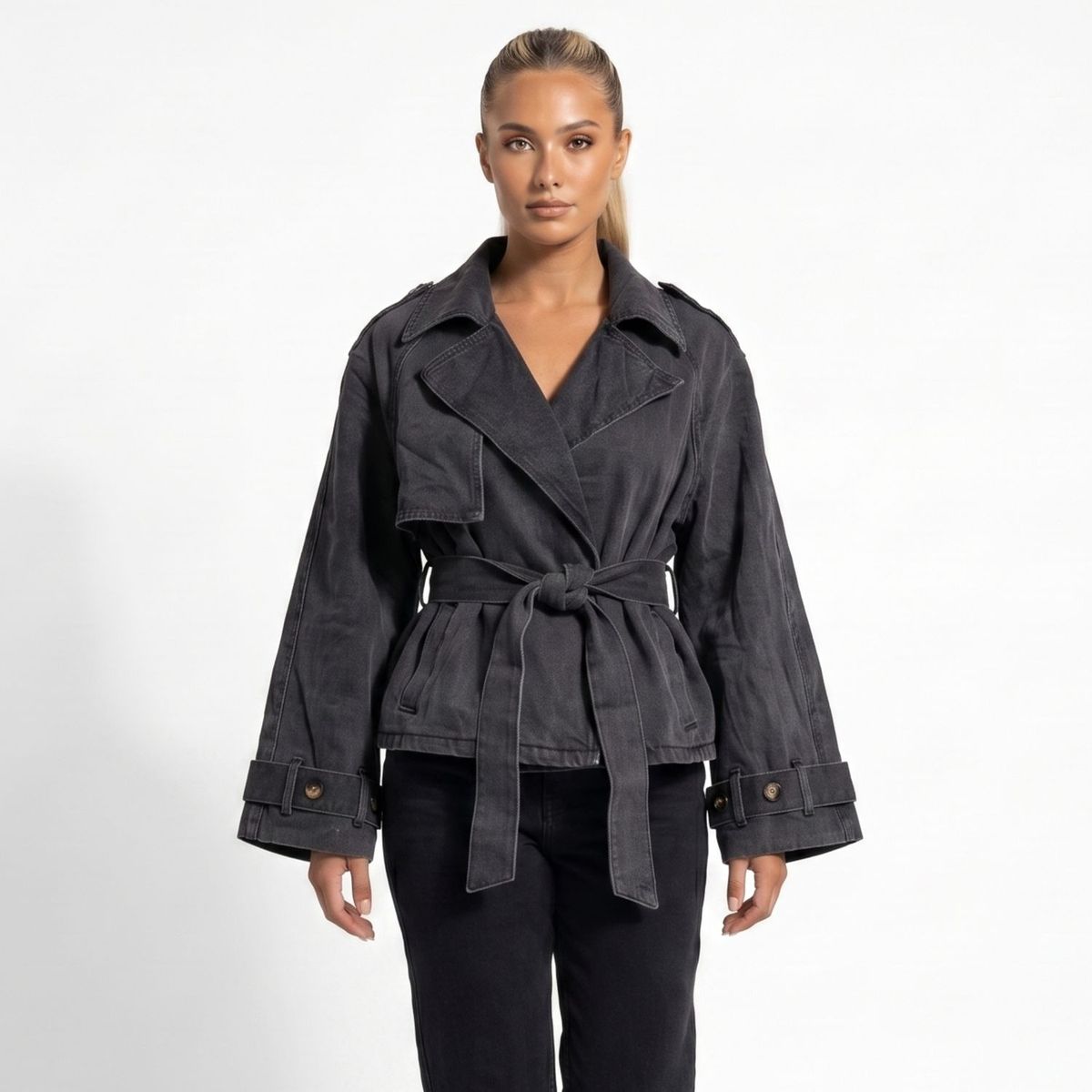 D'JOE - Chaqueta Blazer Denim Mujer Oversize Rashel