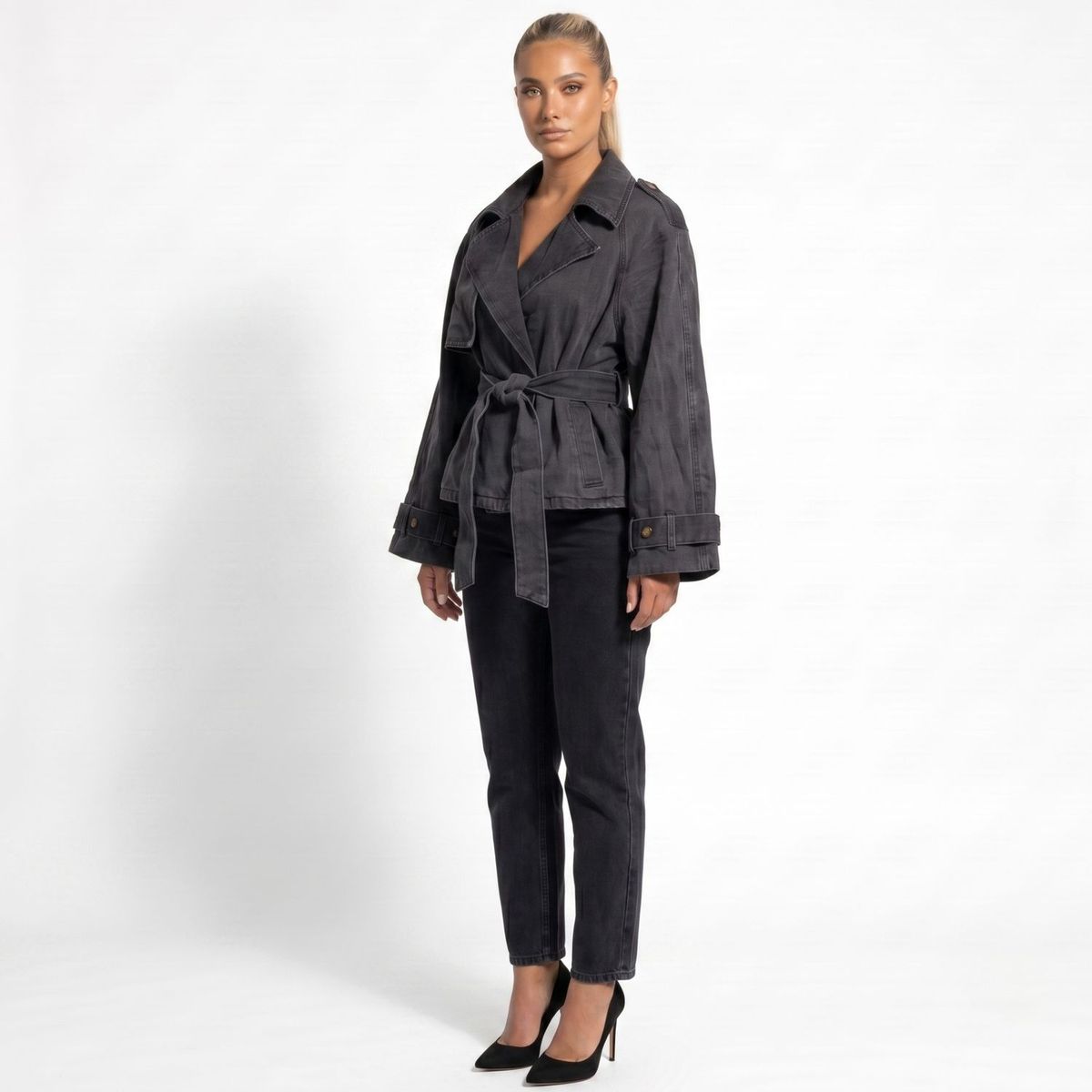 D'JOE - Chaqueta Blazer Denim Mujer Oversize Rashel
