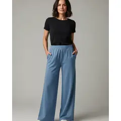 CAMOV - Pantalón Buzo Palazzo - Celeste