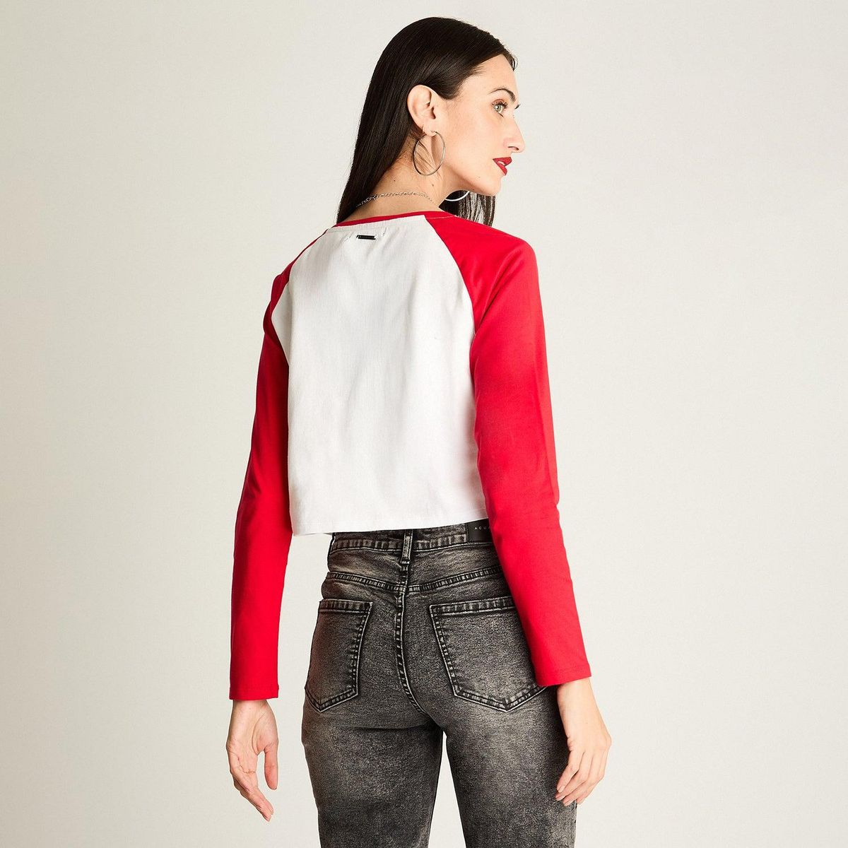 ACUARELA - Polera Escote Redondo Preppy Rojo