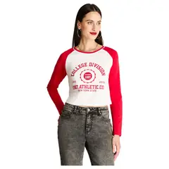 ACUARELA - Polera Escote Redondo Preppy Rojo