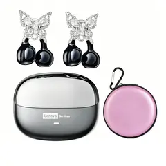 LENOVO - Audífonos Clip Max LE302 TWS Bluetooth 6.0 Y Auriculares y Orejeras Plata y estuche