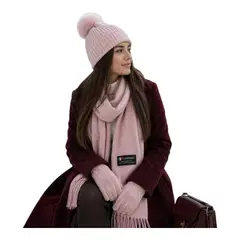 TOPBABY - Bufanda Elegante De Invierno Con Flecos Unisex Color Rosa