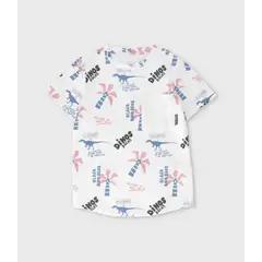 BLACK AND BLUE - Polera manga corta niño dinos crudo