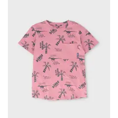 BLACK AND BLUE - Polera manga corta niño dinos rosado