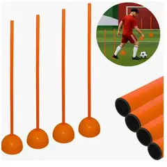 GENERICO - Pack X4 Varilla Baston Pole Slalom Con Base 1mtrs