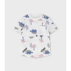 BLACK AND BLUE - Polera manga corta bebé dinos crudo