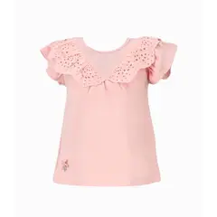 LIMONADA - Polera manga corta bebé con vuelos rosado