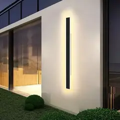 GENERICO - Luz Foco Aplique Para Pared Led Exterior Blanco Calido 80cm Negro