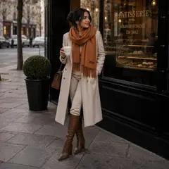 TOPBABY - Bufanda Elegante De Invierno Con Flecos Unisex Color Terracota