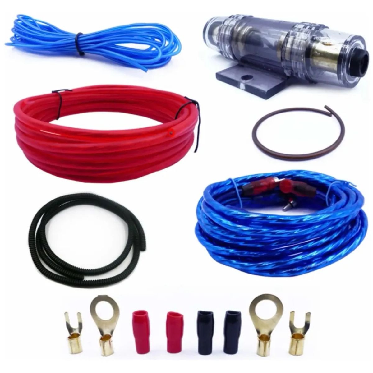 DEZZER - Kit cables para amplificacion, 2000W Dezzer, Alta calidad.