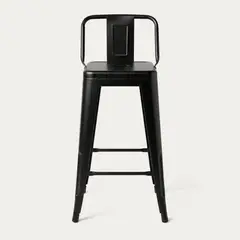VENHOOUSE - Taburete Bar Piso Tolix Metal 66cm Cocina Respaldo Negro