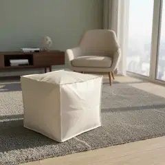 TODOHOGAR SANTIAGO DE CHILE - Pouf Cuadrado de Ecocuero 45x45 cm Asiento Decorativo Moderno para Living, Dormitorio o Sala