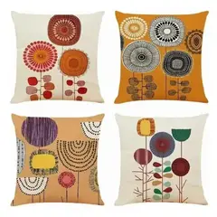 GENERICO - Juego De 4 Fundas De Almohada De Algodón Y Lino 45cm X 45cm Multicolor