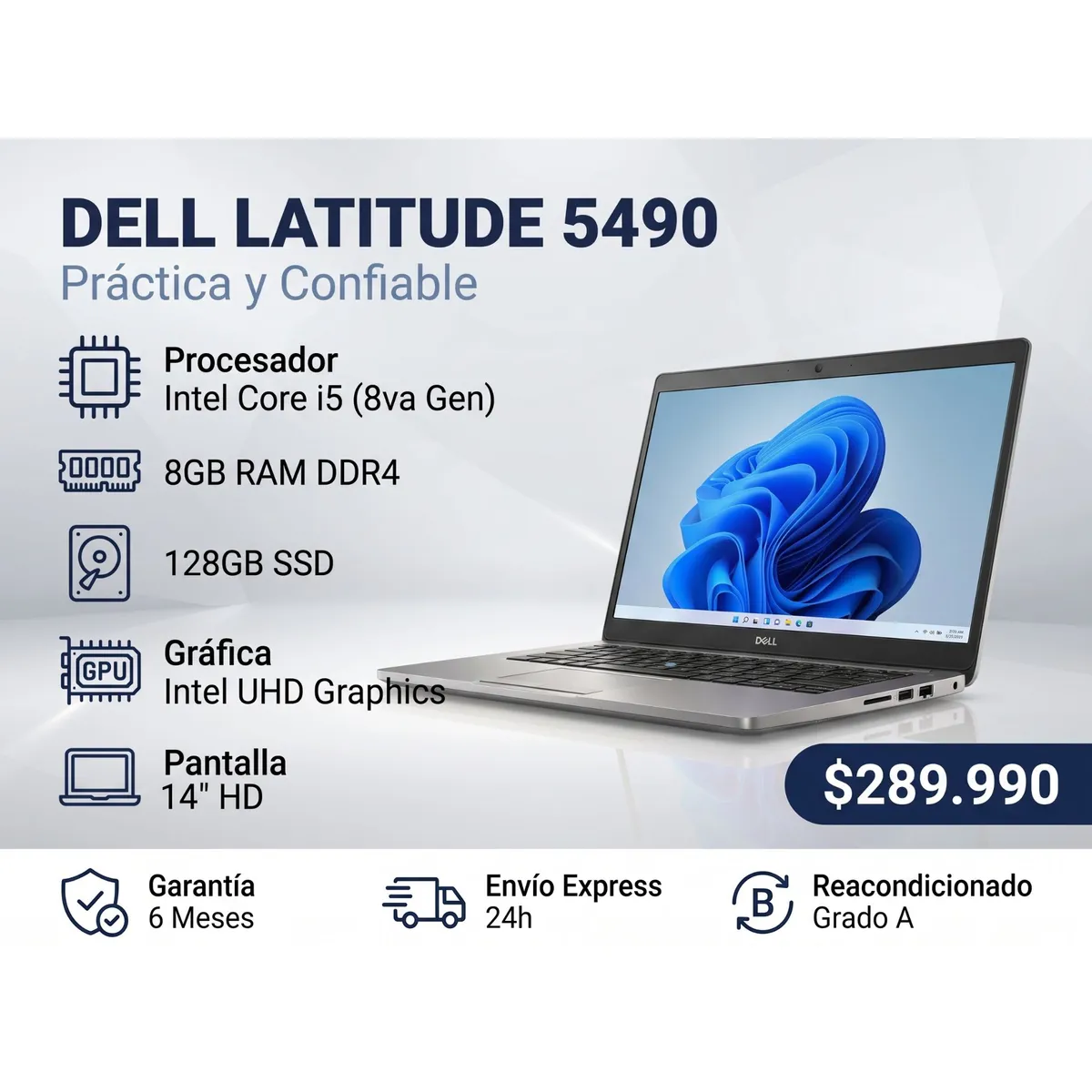 DELL - Notebook Dell Latitude 5490 Intel Core i5 8ª Gen 8GB RAM 128GB SSD