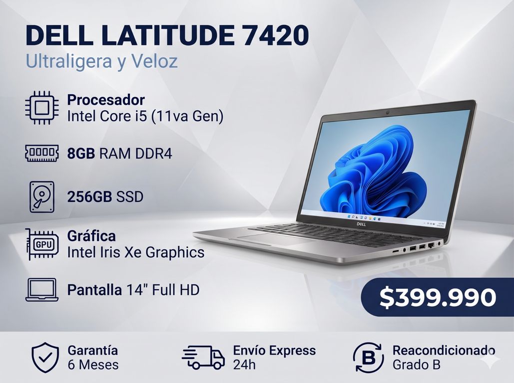 Notebook Latitude 7420 Intel Core i5 11ª Gen 8GB RAM 256GB SSD