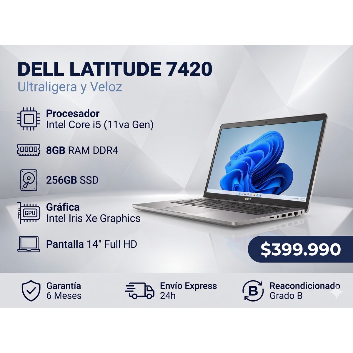 DELL - Notebook Dell Latitude 7420 Intel Core i5 11ª Gen 8GB RAM 256GB SSD