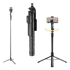 IRM - Palo Selfie Trípode Estabilizador disparador 360° Con Bluetooth y control remoto - Negro