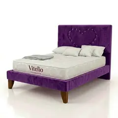 VITELIO - Cama Plaza y media 1.5 princess diamantes de corazon + Colchon