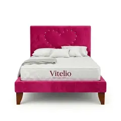 VITELIO - Cama Plaza y media 1.5 princess diamantes de corazon + Colchon