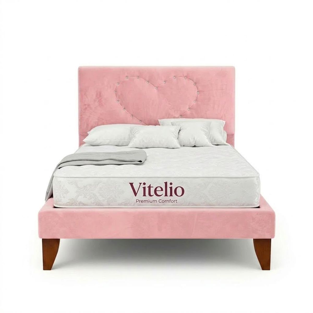 Cama 1 Plaza princess Diamantes de Corazon + Colchon, marca VITELIO - Foto Principal