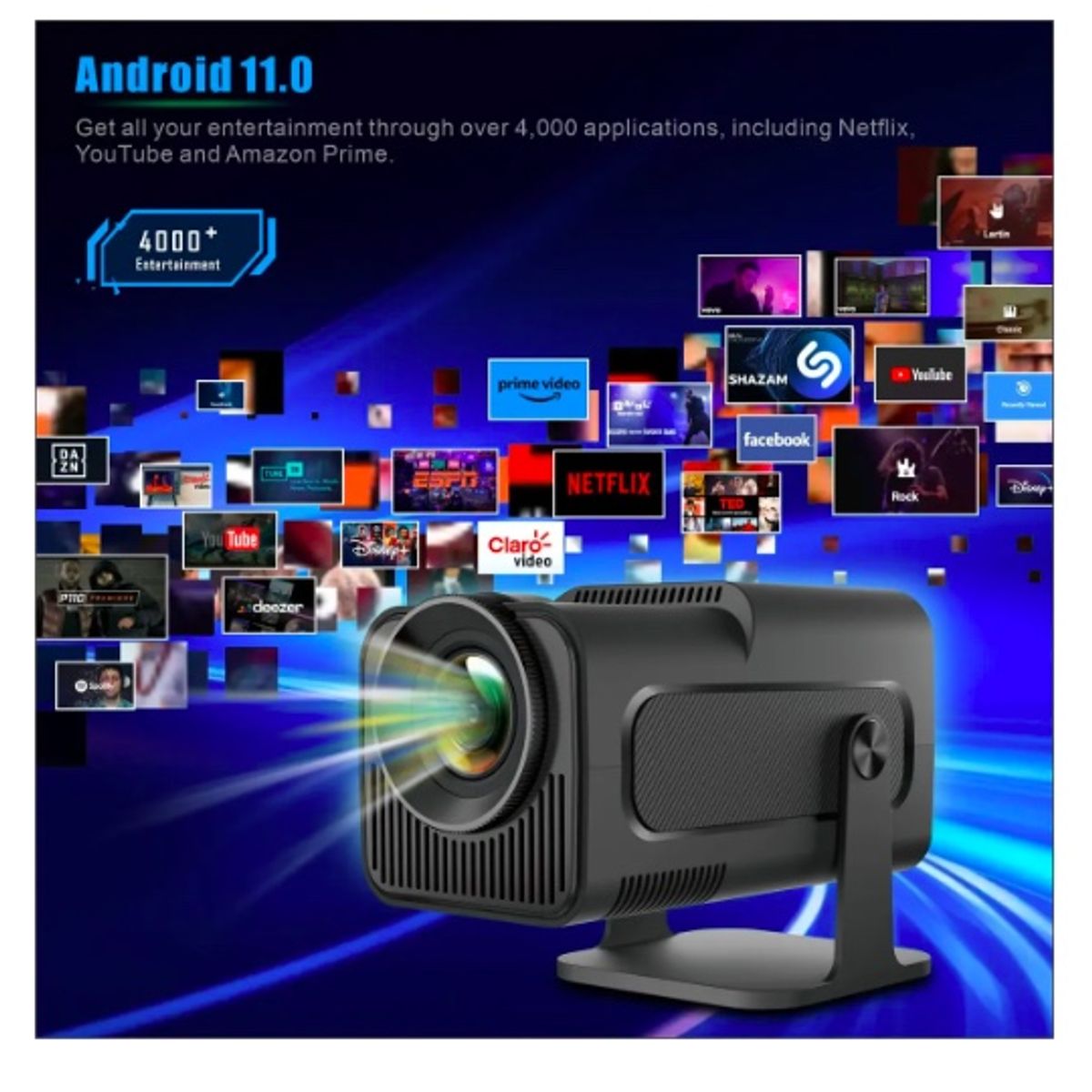 GENERICO - Proyector Portátil Mini Ultra Hd 4k Wifi Bluetooth