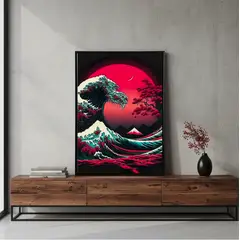 GENERICO - Hermoso y Sofisticado Cuadro Decorativo Gran Ola Roja