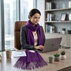 TOPBABY - Bufanda Elegante De Invierno Con Flecos Unisex Color Morado