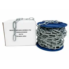 GEVEMAC - Cadena Zincada DIN 763 Eslabón Largo 6 mm x 20 m Carrete