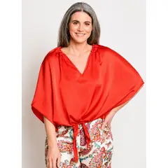 ARZANE - Blusa Con Nudo Naranja