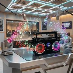GENERICO - Radio Vintage Boombox Portátil Solar Con Luces Led Bluetooth negro
