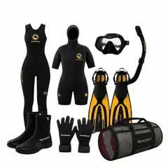 AQUASPORT - Pack Buceo Mujer Traje 7mm Mascara Aletas Botines XS