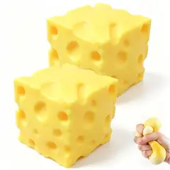 GENERICO - Pack 2 Squishy De Queso Cheese Antiestrés Amarillo Diversion